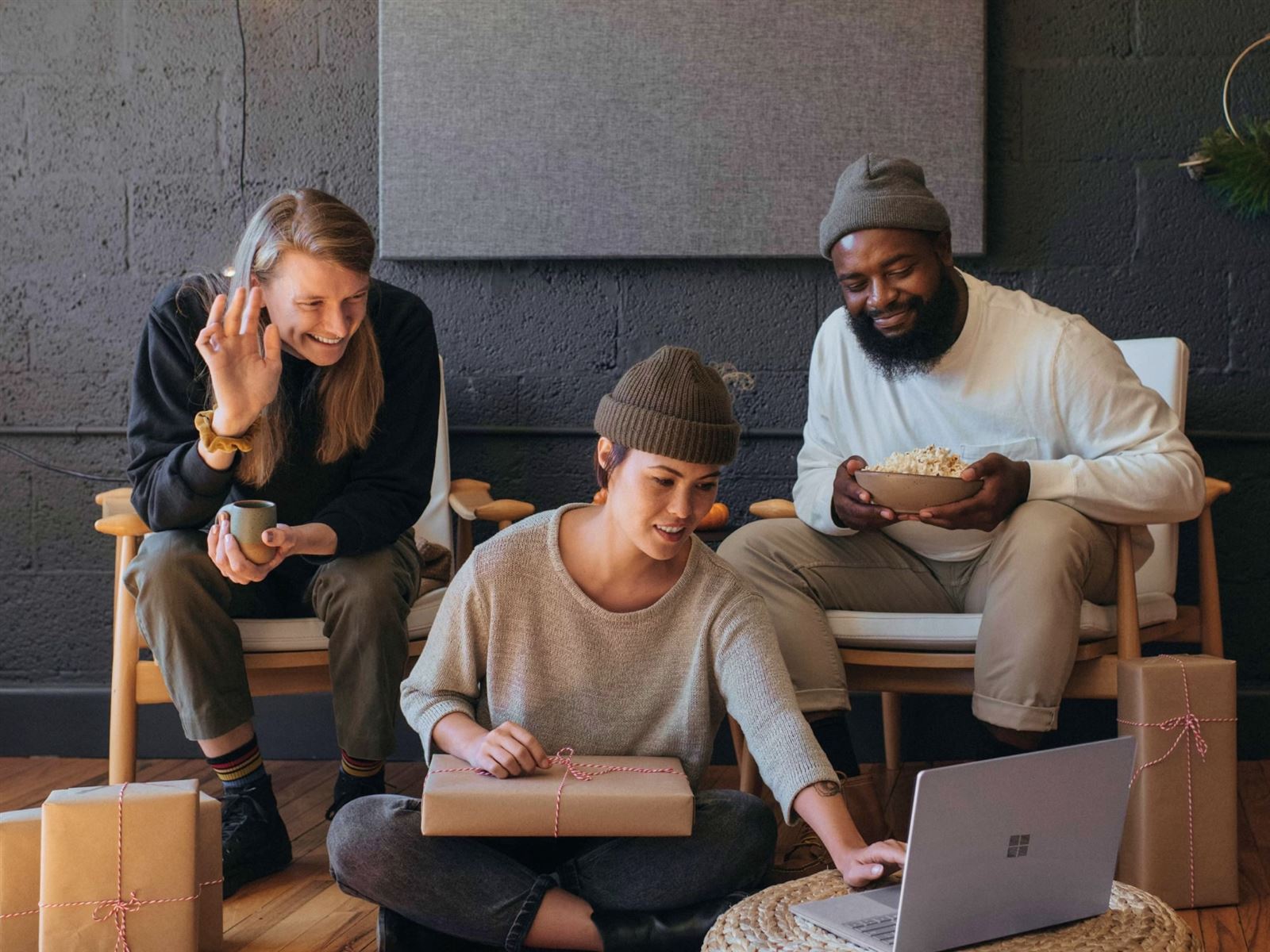 A team reviewing connected reporting together